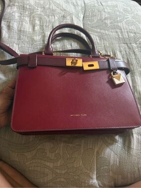 Michael Kors Burgundy  Leather Top-Handle Satchel